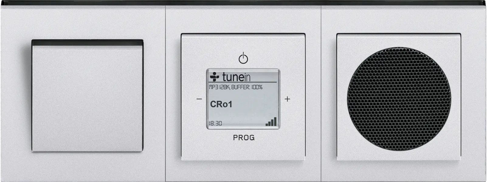 LevitM titanov&aacute; / kouřov&aacute; čern&aacute;: Sp&iacute;nač / přep&iacute;nač / ovladač, R&aacute;dio internetov&eacute; Busch-iNet, Reproduktor zapu&scaron;těn&yacute;