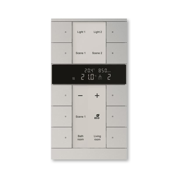 Prvek ovl&aacute;dac&iacute; 10n&aacute;sobn&yacute; kombinovan&yacute;, s ovl&aacute;d&aacute;n&iacute;m HVAC, sn&iacute;mačem CO₂ / vlhkosti, zapu&scaron;těn&yacute;, ABB-Tenton&reg;, zapu&scaron;těn&yacute;